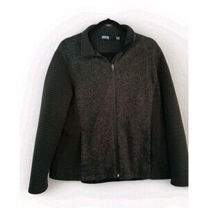 Lands End Outfitters Mens XLG Sweater Black Jacket Ribbed Sleeves Full Zip